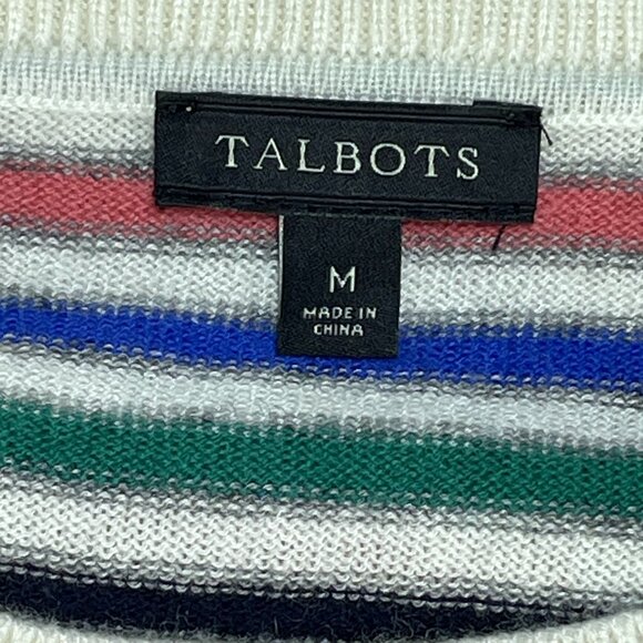 Talbots Sweater Womens Size M Medium Multicolor Stripe Lambswool Blend - Picture 5 of 6